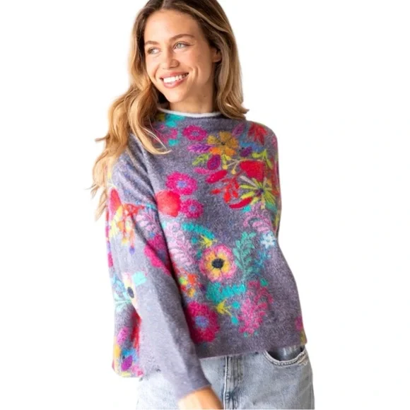 Natural Life Floral Mock Neck Pullover Sweater NWT Size XS/Small - Picture 1 of 5